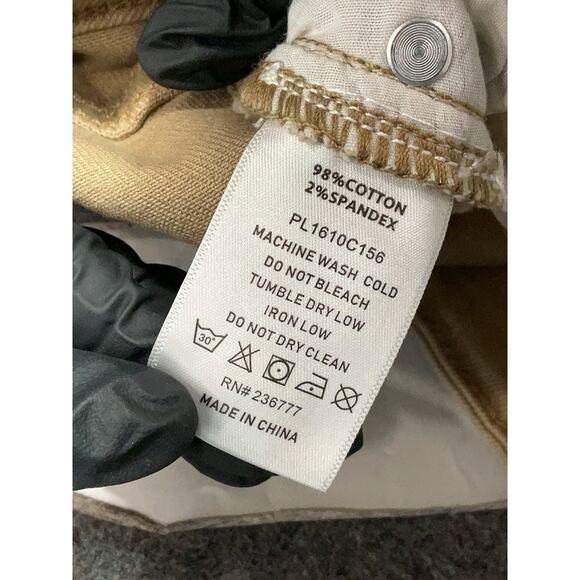 NWT 12th Tribe Tan White Western High Waist Cotton Straight Jeans 30 - Picture 5 of 6